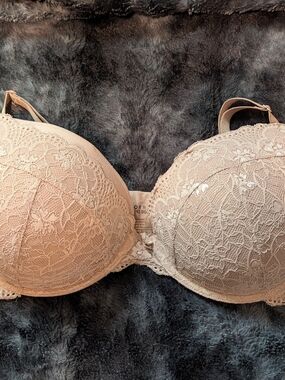 Torrid Dusty Rose Nude Lace Plunge Push-Up Bra With Underwire